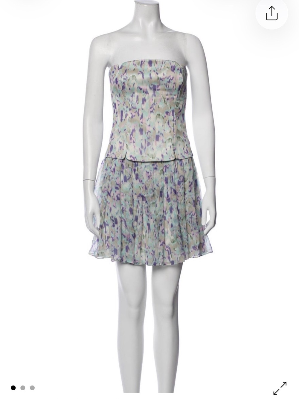 Emporio Armani Strapless Pastel Floral Mini Dress - Lavender & Mint